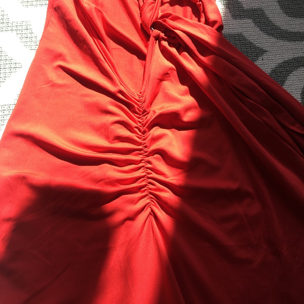 S (4) Red One Shoulder Maxi backless Dress Gown Formal - Picture 8 of 13